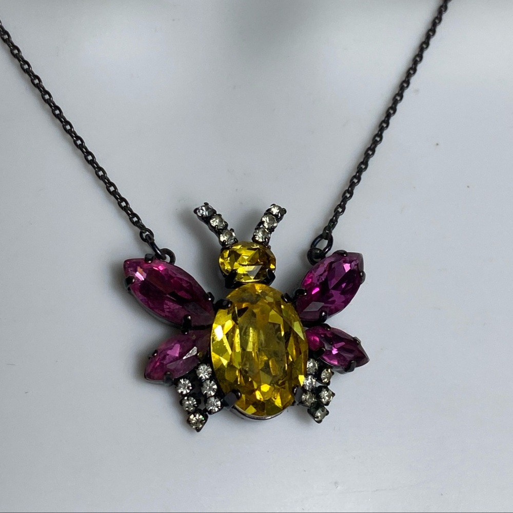 Juicy couture Yellow Lime & Pink Glass Beetle Pendant Necklace